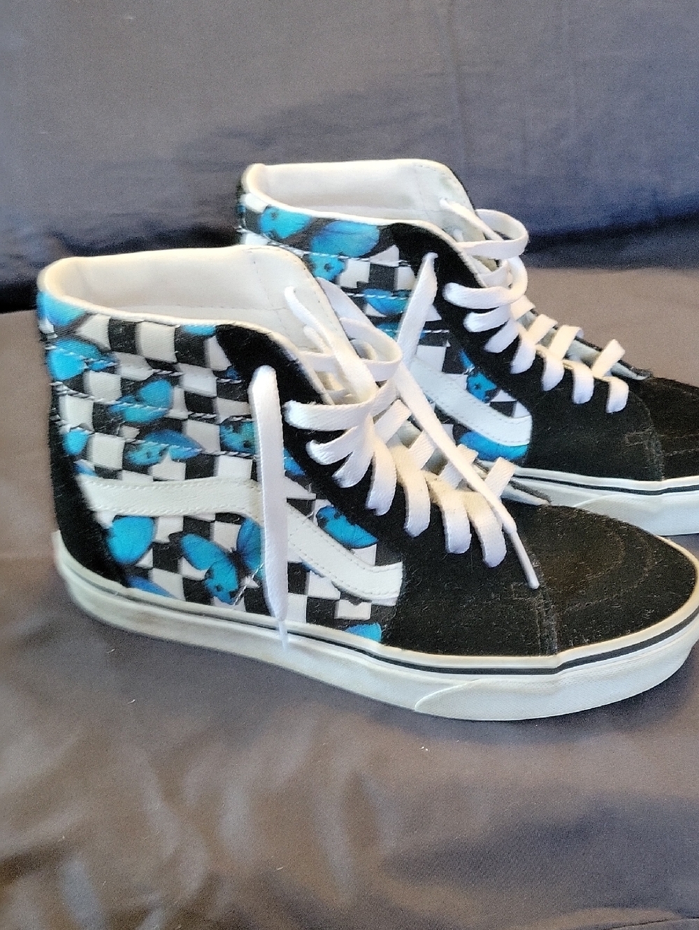 Vans Black, White & Turquoise Checkerboard High-Top Sneakers